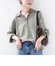 《予約》【WEB限定】〈手洗い可能〉モール パイル 配色 / ボーダー ポロ ニット