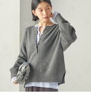 《予約》〈手洗い可能〉ウール カシミヤ 2WAY ヘンリーネック プルオーバー