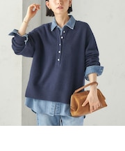《予約》〈手洗い可能〉ウール カシミヤ 2WAY ヘンリーネック プルオーバー