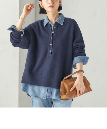 《予約》〈手洗い可能〉ウール カシミヤ 2WAY ヘンリーネック プルオーバー