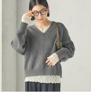 《予約》〈手洗い可能〉ウール カシミヤ V ネック プルオーバー