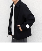 PURE WOOL MELTON リラックス ジップアップ ブルゾン◆