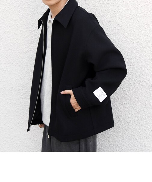 PURE WOOL MELTON リラックス ジップアップ ブルゾン◆