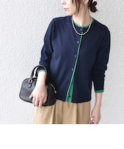 《予約》【WEB限定】〈手洗い可能〉配色 ニット カーディガン◆