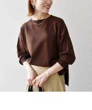 《予約》〈手洗い可能〉オーガニック コットン ミックス ボートネック スリット ニット プルオーバー