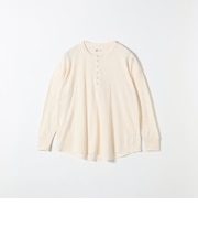 Hanes:〈洗濯機可能〉BEEFY-T ワッフル ヘンリーネック ロングスリーブ TEE