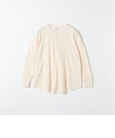 Hanes:〈洗濯機可能〉BEEFY-T ワッフル ヘンリーネック ロングスリーブ TEE