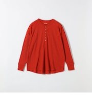 Hanes:〈洗濯機可能〉BEEFY-T ワッフル ヘンリーネック ロングスリーブ TEE
