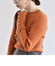 《予約》〈手洗い可能〉カシミヤ ミックス ハイゲージ クルーネック リブ ニット