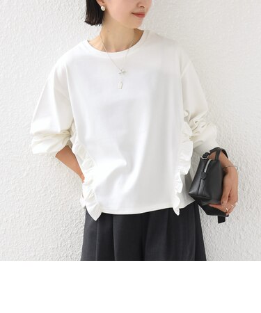 《予約》【WEB限定】〈洗濯機可能〉オーガニックコットン フリル ロングスリーブ TEE