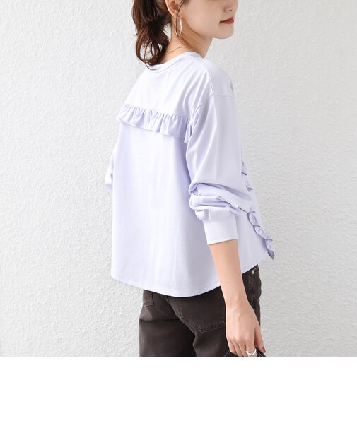 《予約》【WEB限定】〈洗濯機可能〉オーガニックコットン フリル ロングスリーブ TEE
