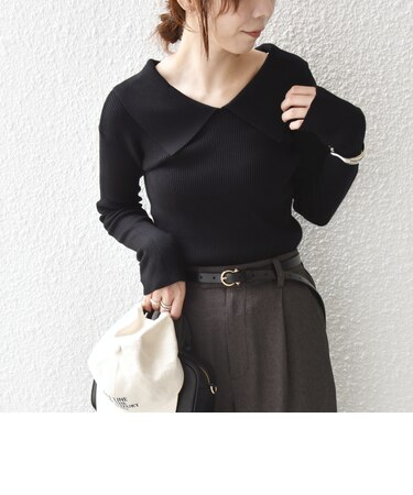 《予約》【WEB限定 】〈手洗い可能〉ビッグ カラー リブ ニット◆