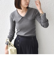 《予約》【WEB限定 】〈手洗い可能〉ビッグ カラー リブ ニット◆
