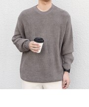 〈手洗い可能〉畔編み リラックス クルーネック ニット◆