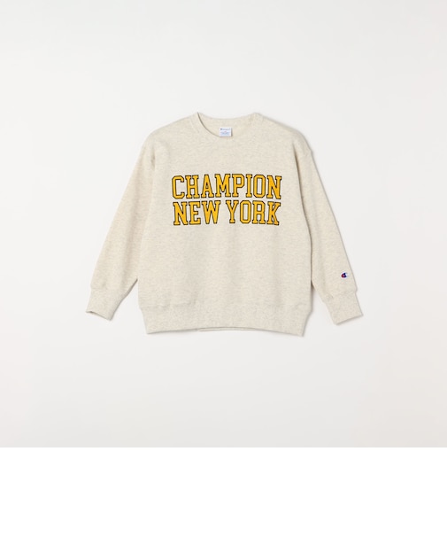 Champion: クルーネック カレッジライク プリント ロゴ スウェット<KIDS>