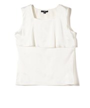 〈手洗い可能〉サテン × カットソー ケープ デザイン タンクトップ