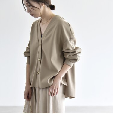 《予約》〈手洗い可能〉カットジョーゼット Vネック ワイド カーディガン