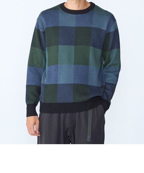〈洗濯機可能〉チェック コットンカシミヤ クルーネック 26AW