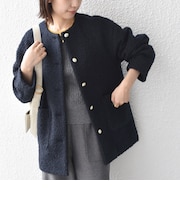 《予約》〈手洗い可能〉ループジャジー ボタン ノーカラーコート◆