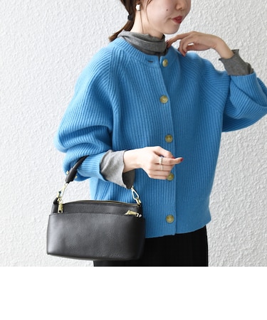 〈手洗い可能〉AQUA カシミヤ ミックス アゼ クルーネック 2way ニット カーディガン