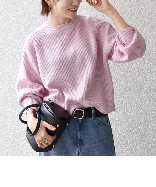 〈手洗い可能〉AQUA カシミヤ ミックス アゼ クルーネック 2way ニット カーディガン