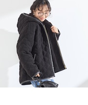 《予約》【WEB限定】〈手洗い可能〉ボア キルティング ジップ フード コート◆