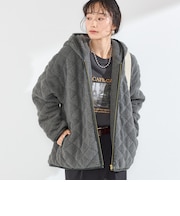 《予約》【WEB限定】〈手洗い可能〉ボア キルティング ジップ フード コート◆