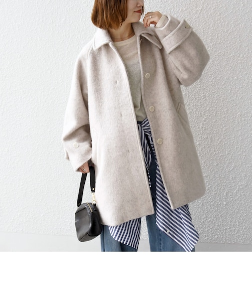 《予約》シャギー ステンカラー ミドル コート