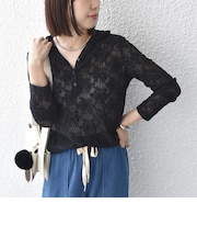 〈手洗い可能〉カットジャカード フーディー トップス