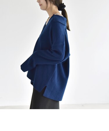 《予約》〈手洗い可能〉AQUA カシミヤ ミックス アゼ スキッパー ポロ ニット