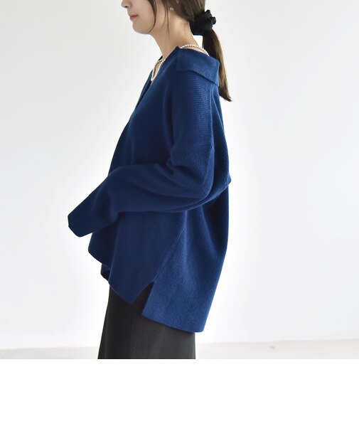 《予約》〈手洗い可能〉AQUA カシミヤ ミックス アゼ スキッパー ポロ ニット