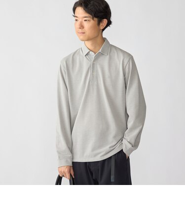 【WEB限定】〈吸水速乾・手洗い可能〉シャンブレー レギュラー ロングスリーブ ポロシャツ