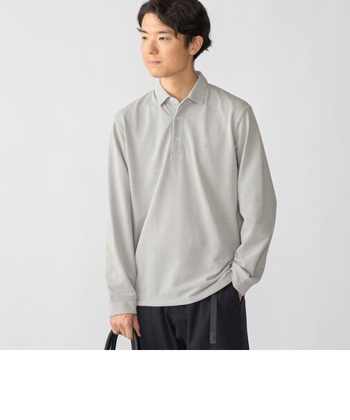 【WEB限定】〈吸水速乾・手洗い可能〉シャンブレー レギュラー ロングスリーブ ポロシャツ