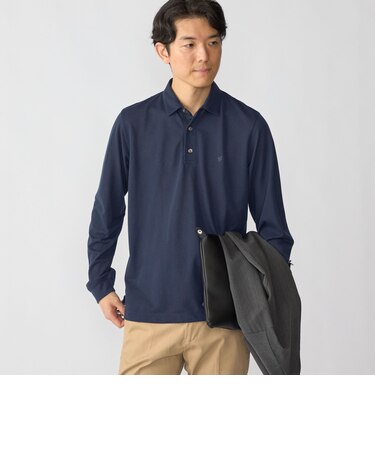 【WEB限定】〈吸水速乾・手洗い可能〉シャンブレー レギュラー ロングスリーブ ポロシャツ