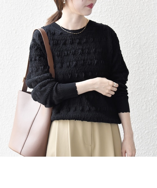 〈手洗い可能〉ループ ジャカード リブ ニット プルオーバー