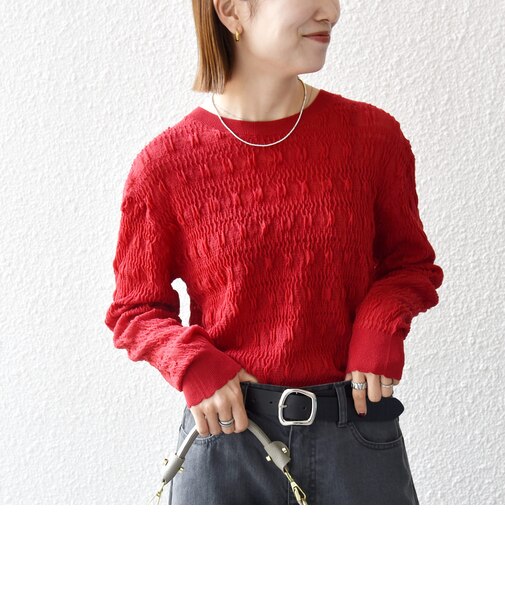 〈手洗い可能〉ループ ジャカード リブ ニット プルオーバー
