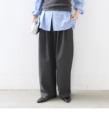 《予約》〈手洗い可能〉ソフト 裏起毛 ドロスト タック パンツ