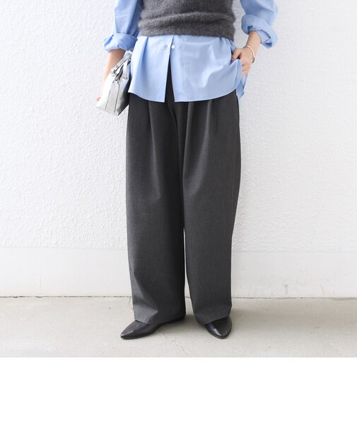 《予約》〈手洗い可能〉ソフト 裏起毛 ドロスト タック パンツ