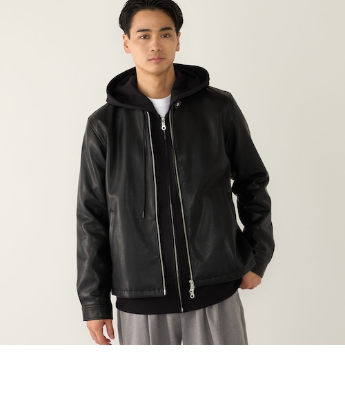 EDWIN シングルライダースジャケット XL ブラック 合成皮革 YKKジップ WEB限定】合成皮革 ライダース ジャケット｜シップスの通販｜&mall