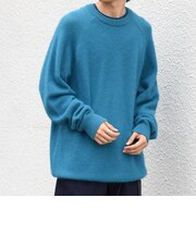 〈手洗い可能〉アンゴラ ミックス シャギー レイヤードネック ニット◆