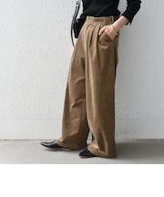 《予約》〈手洗い可能〉コーデュロイ タック ワイドパンツ◆