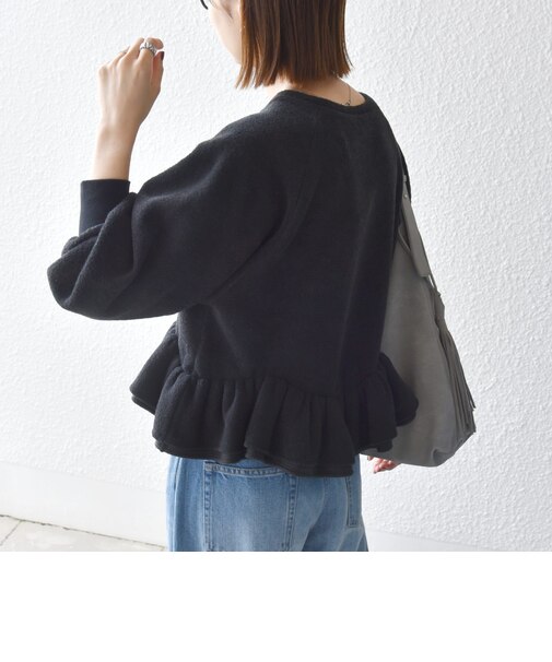 〈洗濯機可能〉裏起毛 パイル ウェーブ ペプラム ラグラン プルオーバー
