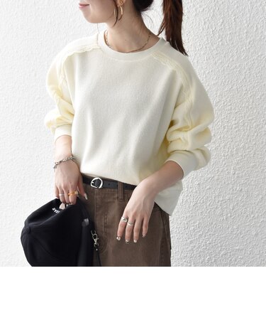 〈洗濯機可能〉裏起毛 パイル フリル レース スリーブ プルオーバー
