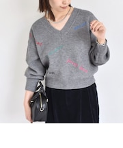 〈手洗い可能〉メッセージ コラージュ ニット◇