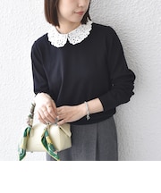 《予約》〈手洗い可能〉デタッチャブル レースカラー ニット◆