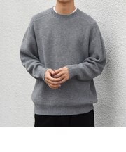 〈手洗い可能〉片畦編み デザインリブ リラックス ニット◆