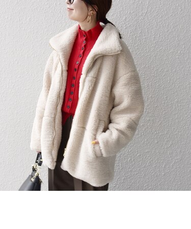 《予約》ボア ダブルジップ スタンドカラー コート