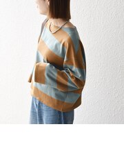 〈洗濯機可能〉ボートネック ワイド ボーダー TEE
