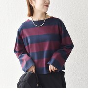 〈洗濯機可能〉ボートネック ワイド ボーダー TEE