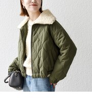 〈洗濯機可能〉ボア カラー キルティング ショート 中綿 ブルゾン